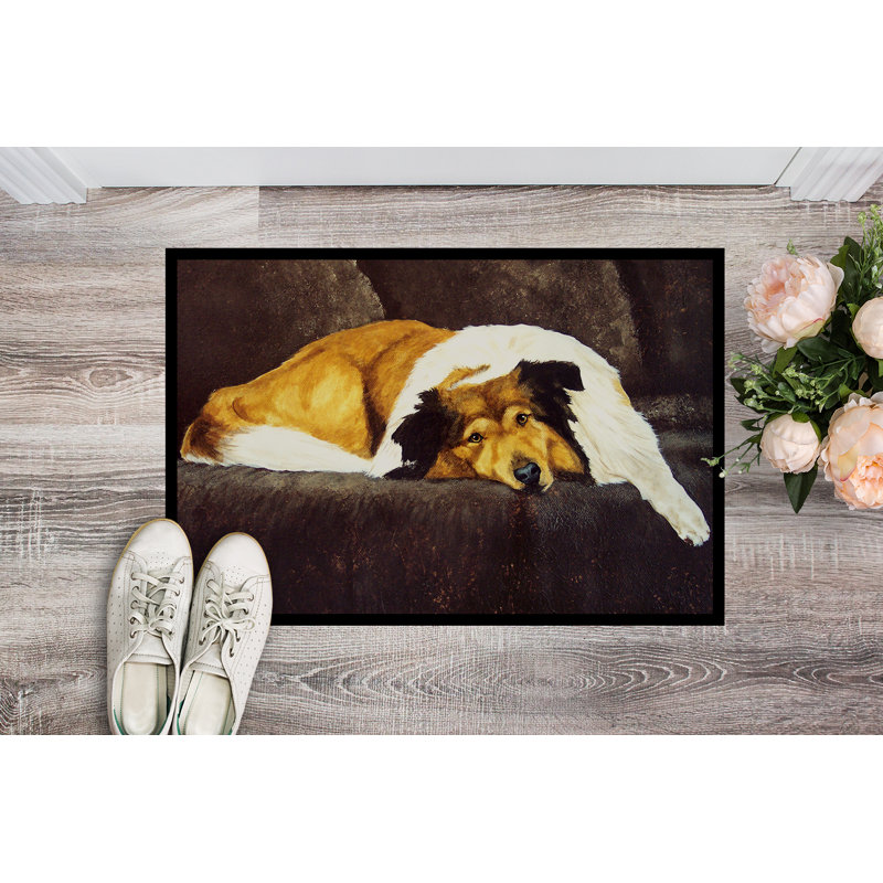 Tapis de porte d’extérieur antidérapant collie, Rectangle 1 pi 6 po x 2 pi 3 po