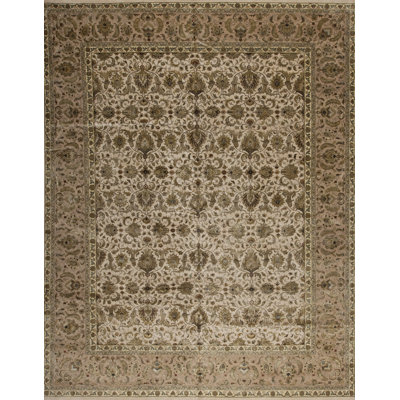 Tapis oriental brun / ivoire / beige en laine / soie noué à la main Extravagance II