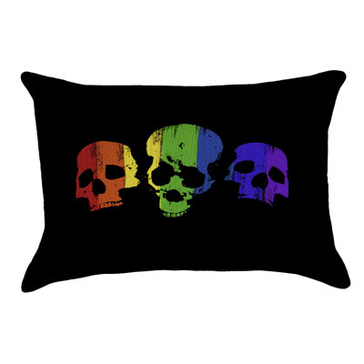 Rainbow Skulls Rectangular Indoor Lumbar Pillow