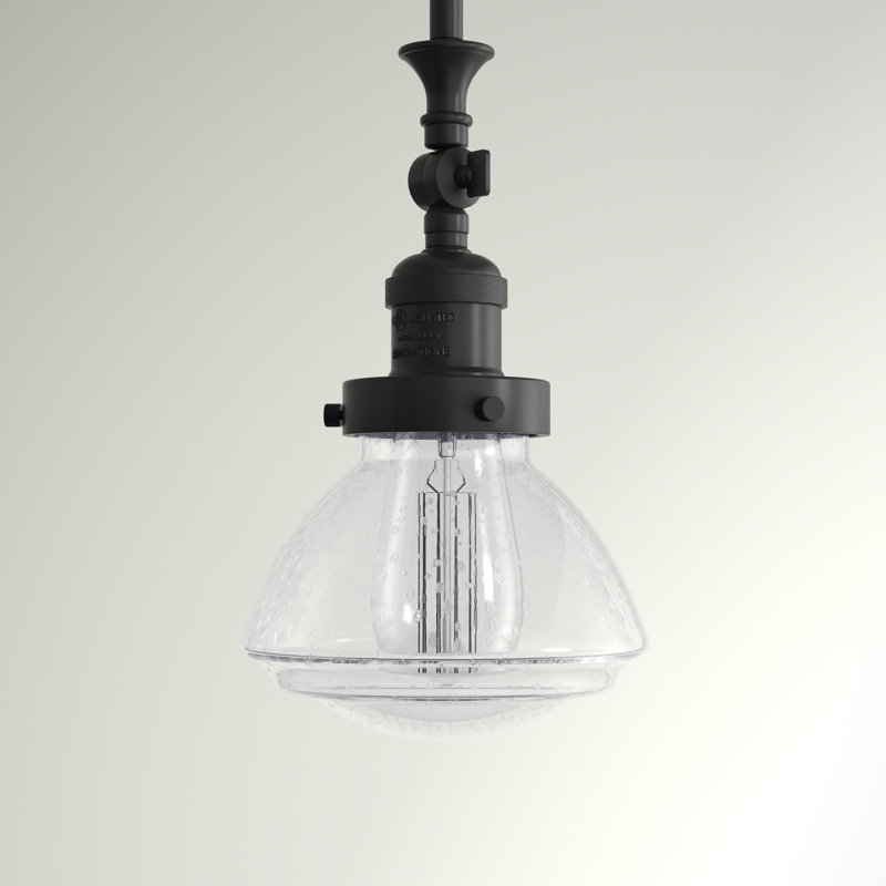Luminaire suspendu simple à 1 lumière Chesterville, Grainé, Ampoule DEL 6 watts Vinage, Noir mat