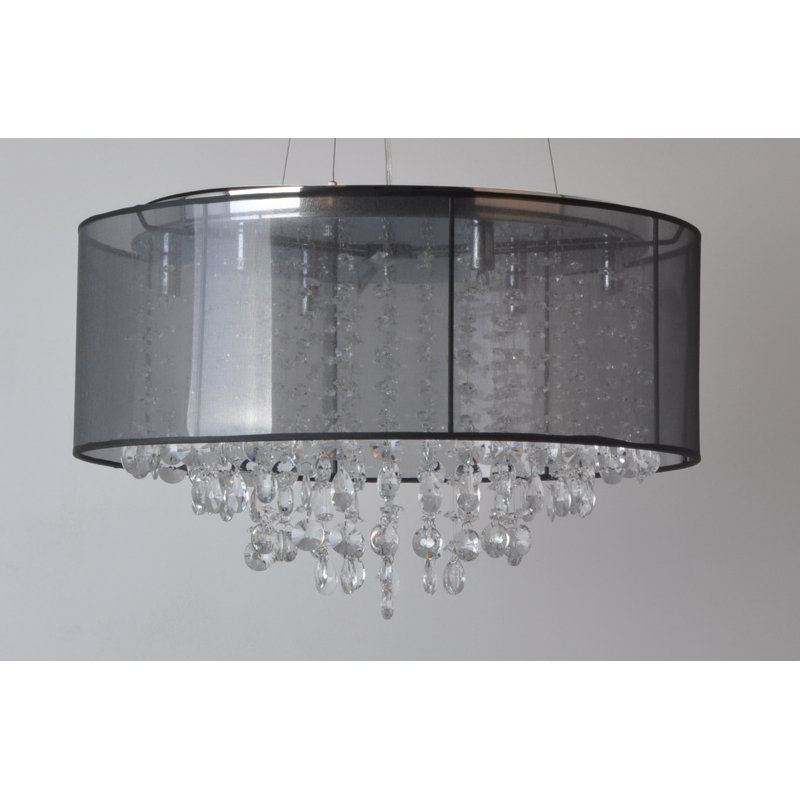 Riverside Drive 6-Light Drum Pendant, Black, 6, 15" H x 23.5" W x 23.5" D