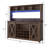 63"W Farmhouse Coffee Bar Cabinet With Wine Rack And Storage, Wine Bar Cabinet With Power Outlet & LED Light, Adjustable Shelf For Tea Liquor Wine, Kitchen Buffet Cabinet W/Sliding Barn Door & 15 Wine And Glass Racks For Kitchen Dining Room-544600252