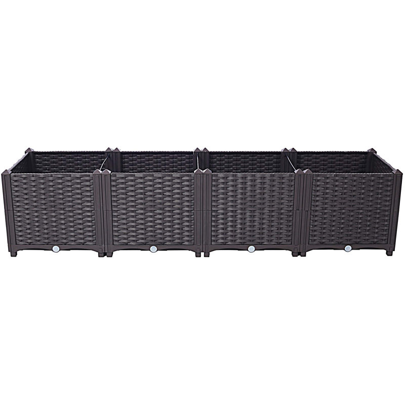Deep Raised Garden Bed Plastic Planter Boxes for Vegetables Flowers Herbs and Succulents,Self-Watering Planter Box Raised Bed to Grow Flowers, Herbs & Vegetables