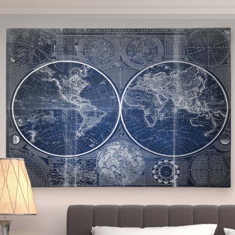 " Vintage World Map II ", 16" H x 20" W x 1.5" D