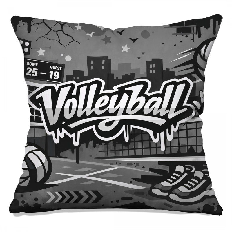 Coussins Graffiti Volleyball Scène, 26 x 26 pouces