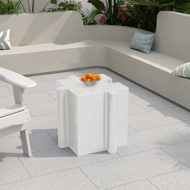Table d'appoint de patio, table modulaire à bord convexe MGO - acheter simple ou combiner, Blanc