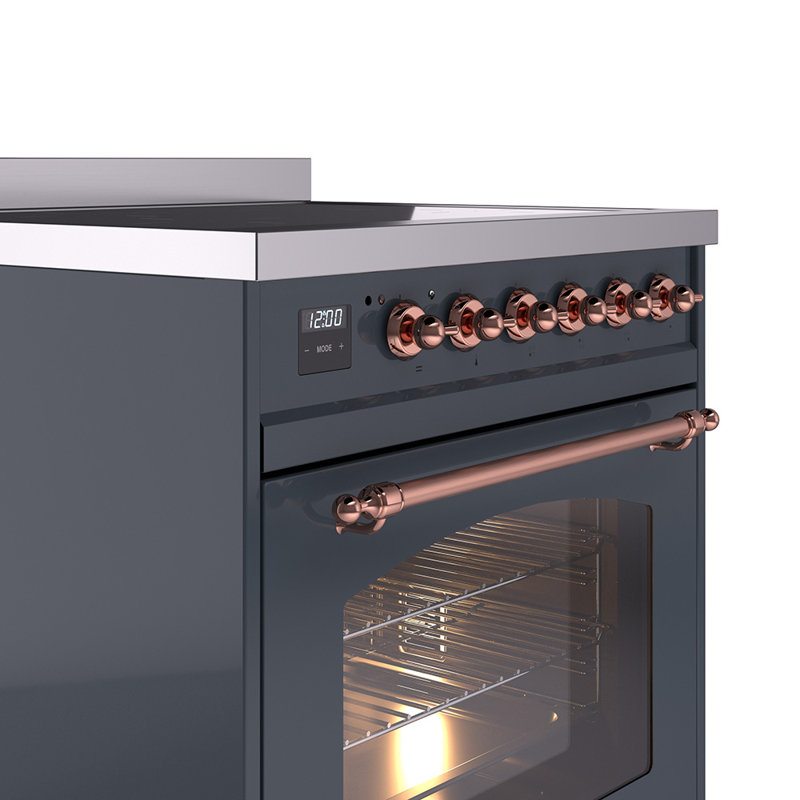 ILVE Nostalgie II 30 in Induction Range, Blue Gray/Copper
