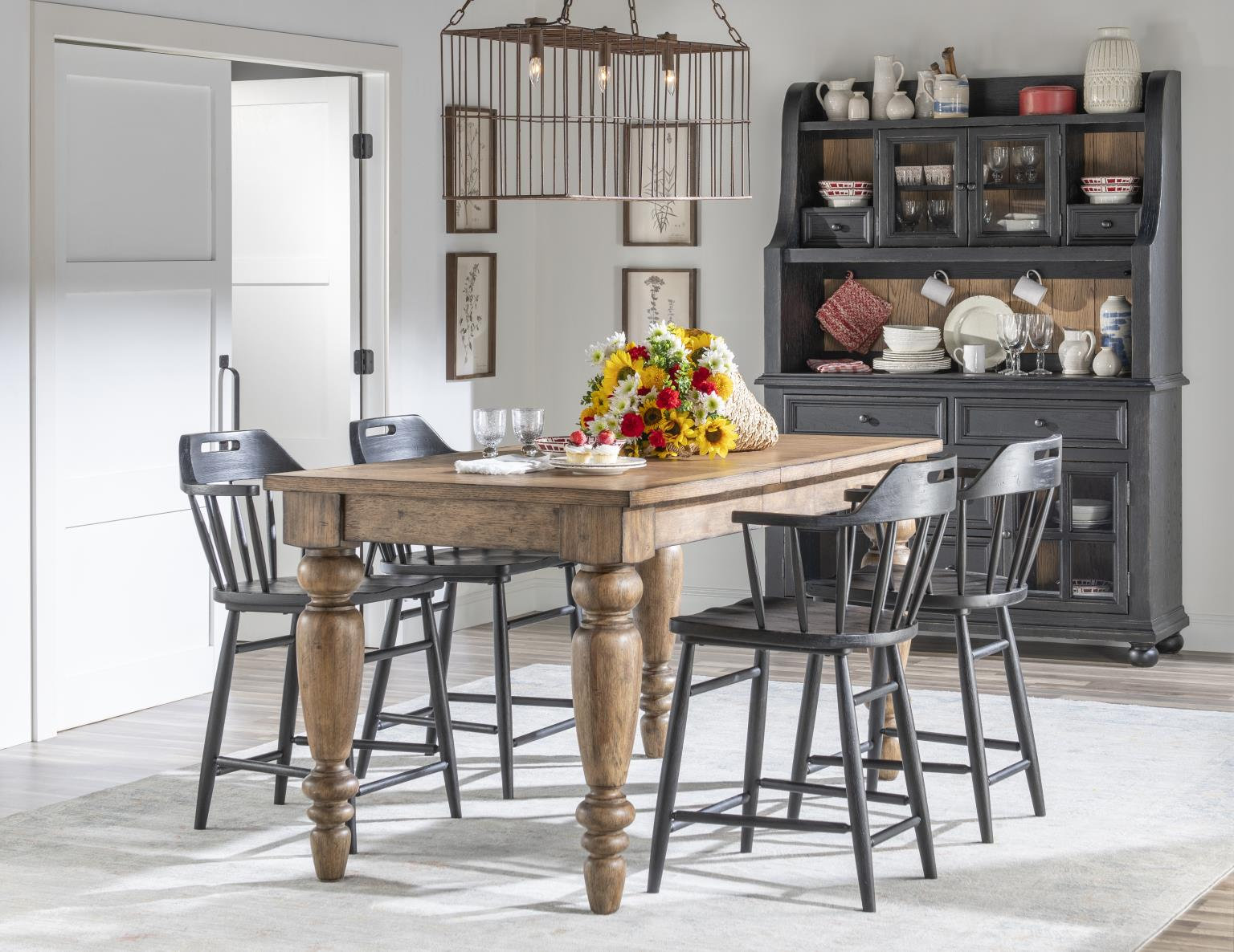 Country Living Extendable Dining Table, Brown, 36"H x 60"L x 36"W