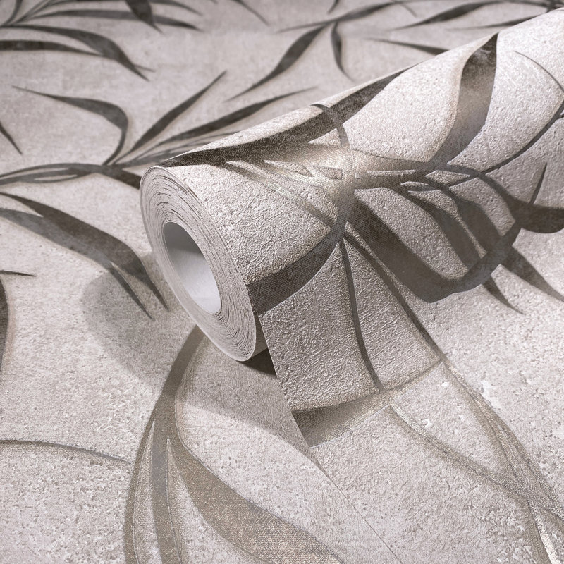 Kavalier Metallic Leaf 10.05M X 53Cm Wallpaper Roll, Beige