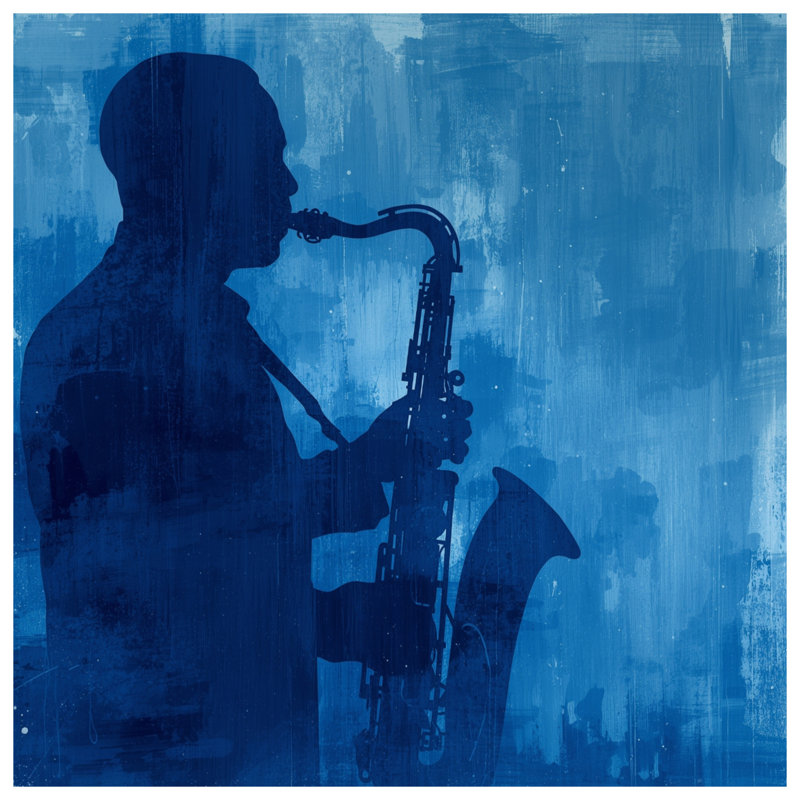 Tapis de bain bleu à silhouette de saxophone, L 34 po x L 21 po