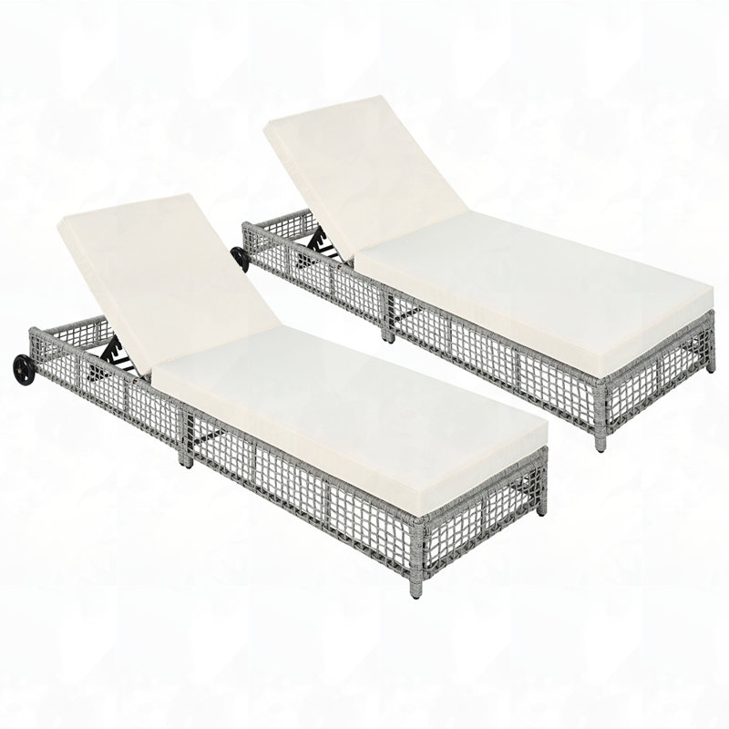 Ensemble de 2 chaises longues d'extérieur, Gris