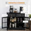 Buffet buffet, armoire de cuisine décorative avec portes en verre, tablette réglable et 2 tiroirs pour la cuisine, noir