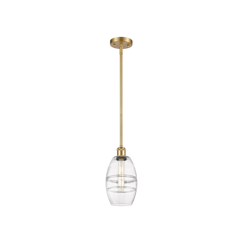 Luminaire suspendu à 1 tige Ballston Bettylou-516-G557, H 8,13 po x l 5,88 po x P 5,88 po, Transparent, Or satiné
