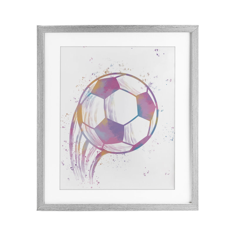 «Fast Pastel Soccer Ball», reproduction encadrée sous verre, conception de Marcus Prime, Cadre de ferme gris