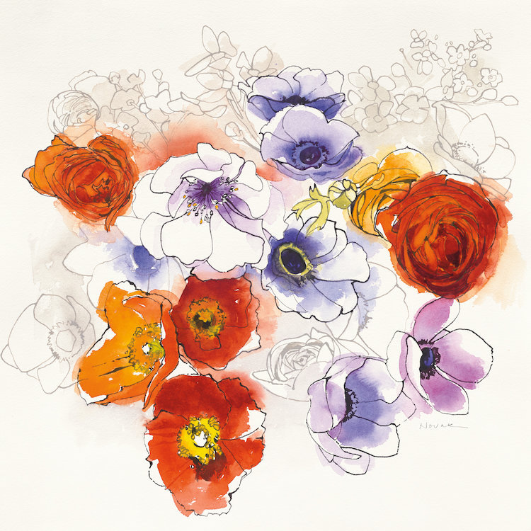 Fleurs spring, impression sur toile tendue, Papier beaux-arts encadré noir, Blanc, H 24 po x l 24 po x P 1 po