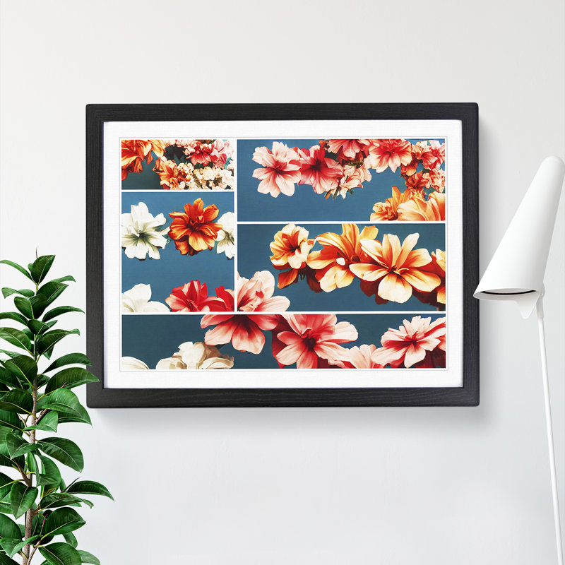 Dazzling Flower Market - Framed Print, 34cm H x 46cm W x 2cm D, Black