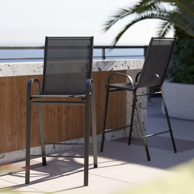 Artu Outdoor Barstool with Flex Comfort Material and Metal Frame by Lark Manor