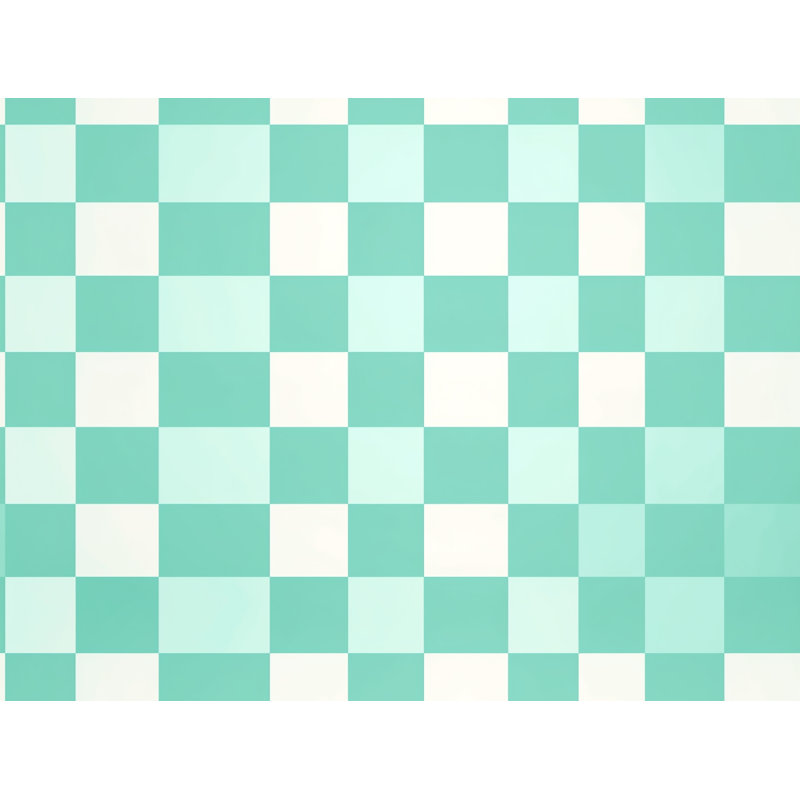 Rideau de douche à carreaux Buerger, Turquoise / blanc, H 93 po x l 70 po