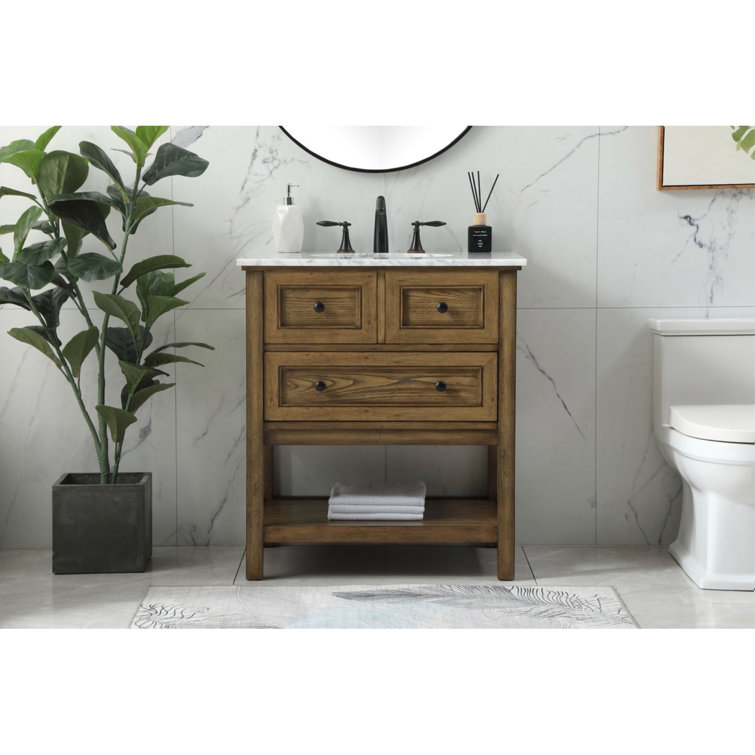 Denton 30'' Single Bathroom Vanity with Marble Top