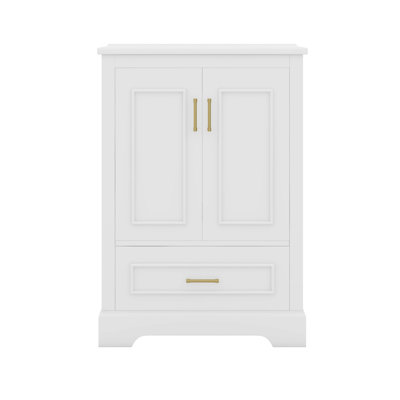 24"Bathroom Vanity With Sink, 1 Divided Drawer And 2 Soft Close Doors With Double Shelf On The Door