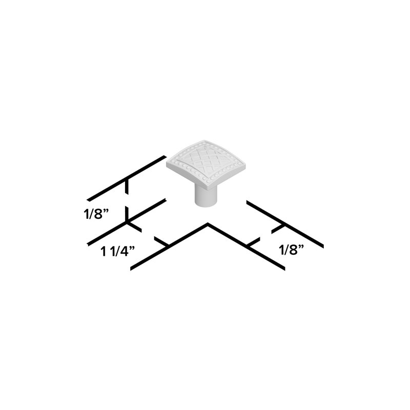 Polished Nickel Square Knob with Intricate Detailing