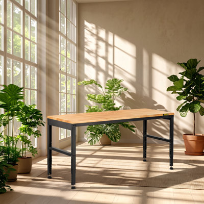 Établi avec plan de travail en bois massif réglable l 53,33 po x P 3,92 po x H 22,82 po VEVOR