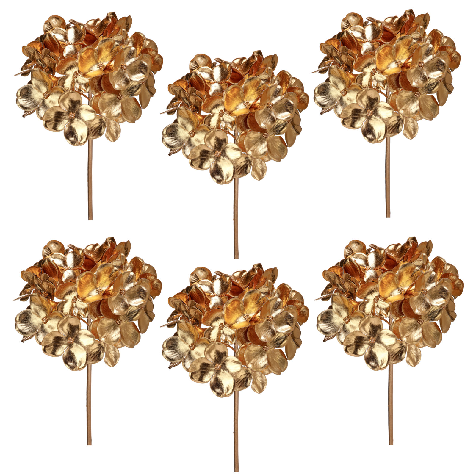 Metallic Hydrangea Stems, Gold