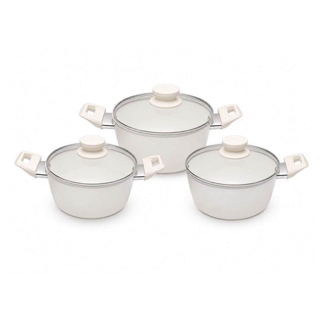 Royalford Unisex Cream 3 Piece Casserole Dishes Set Non-Stick Induction Compatible 5.8L, 4L & 2.2L In - Image 6