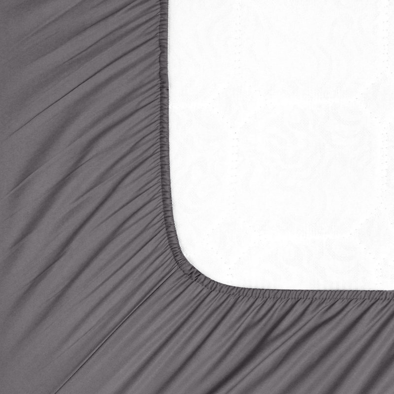  Ensemble de draps 100% coton percale frais et frais (4 pièces), Grand lit, Gris anthracite