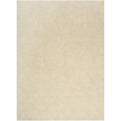 4' X 6' Ivory Wool Geometric Area Rug