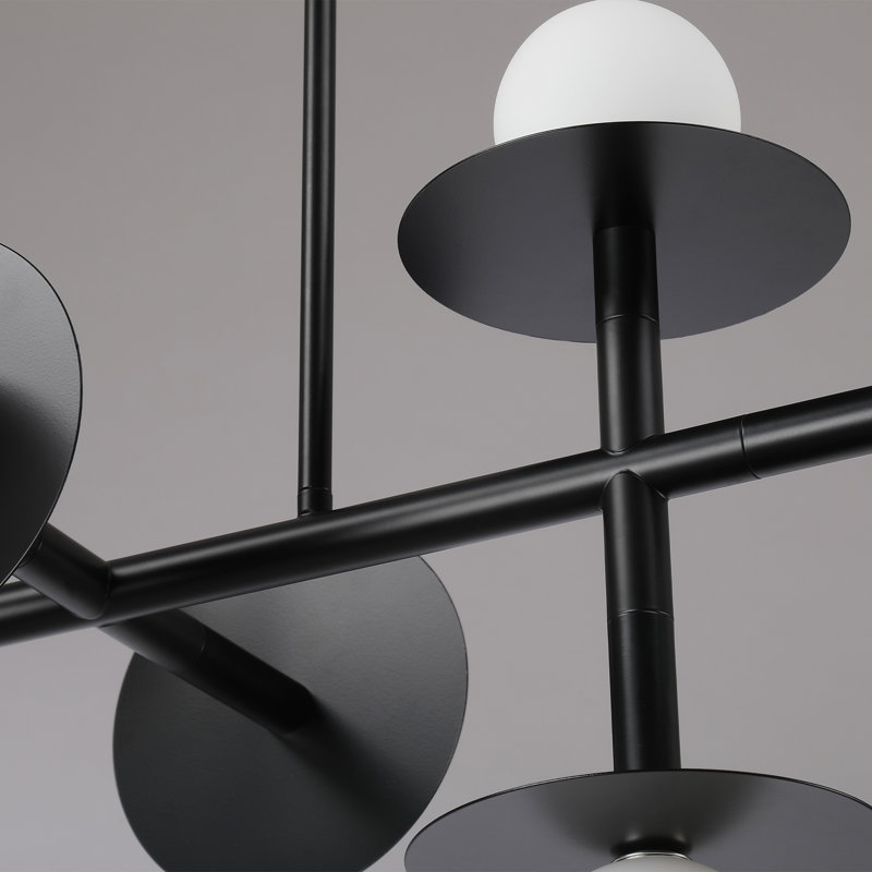 8-Light Nodes Linear Chandelier In Santi Black, Satin Black