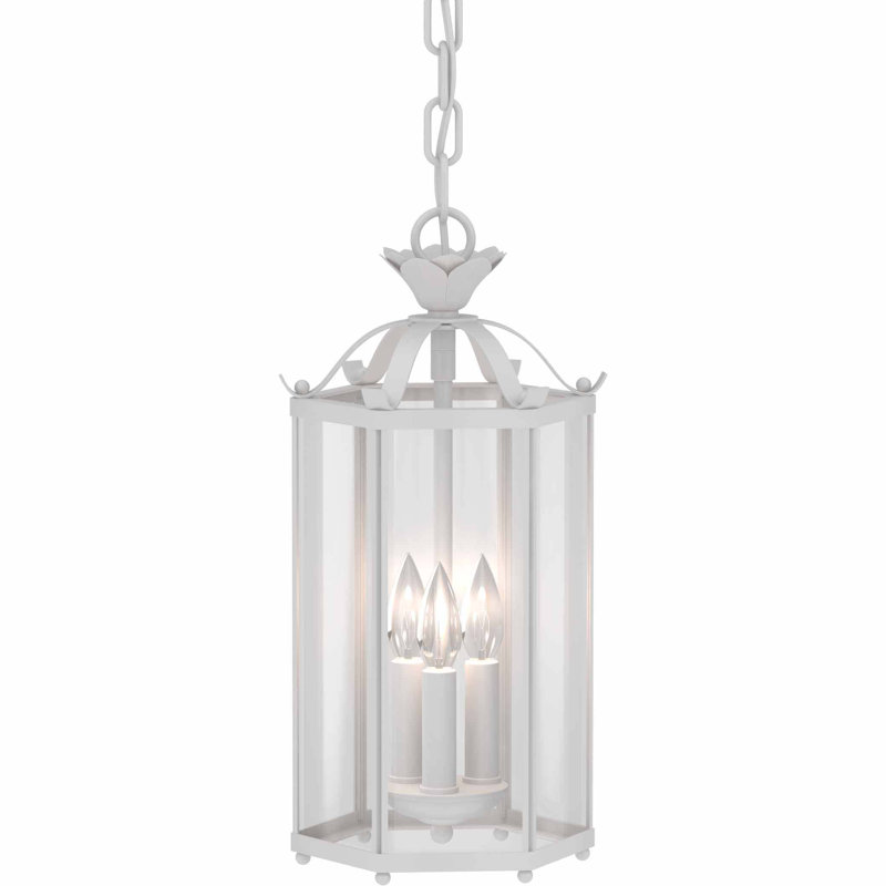 Attar 3-Light Indoor White Convertible Mini Hanging Pendant (Semi-Flush) with Clear Glass Panes