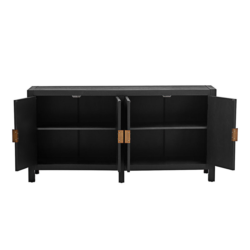 Armoire unique avec portes rayonnantes, armoire décorative et armoire de hall d'entrée, Noir, noir, noir, noir