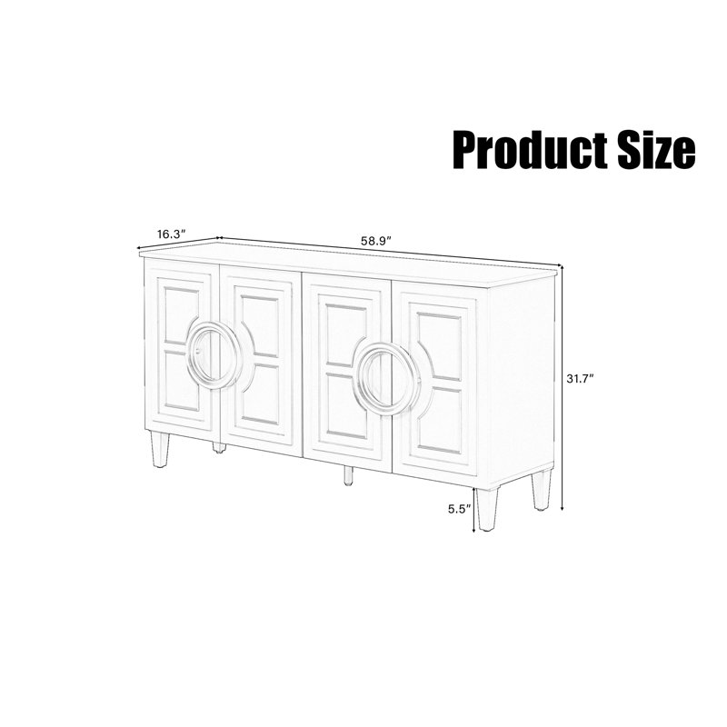 Four-door Sideboard, Black