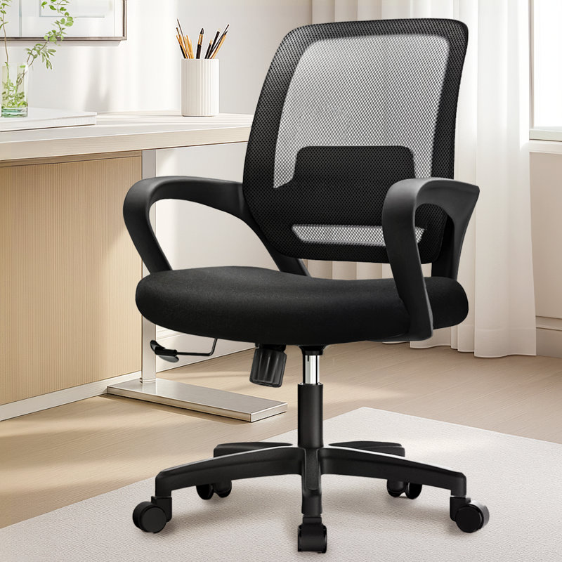 Nectara Ergonomic Home Office Chair with Mesh Back, Armrests, Space-Saving Design, Black