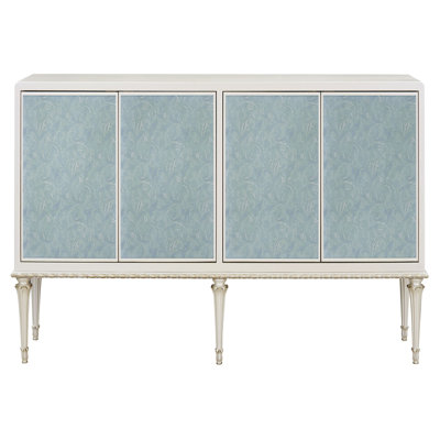Ansaldo Pearl White & Silver Shimmer Finish Console Cabinet