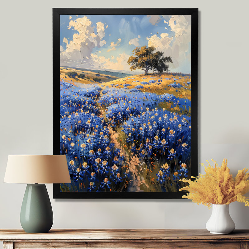Décoration murale bleue bleu vert bleu Bonnets Tranquility Field II - Blue Bonnets, H 24 po x l 32 po x P 1 po