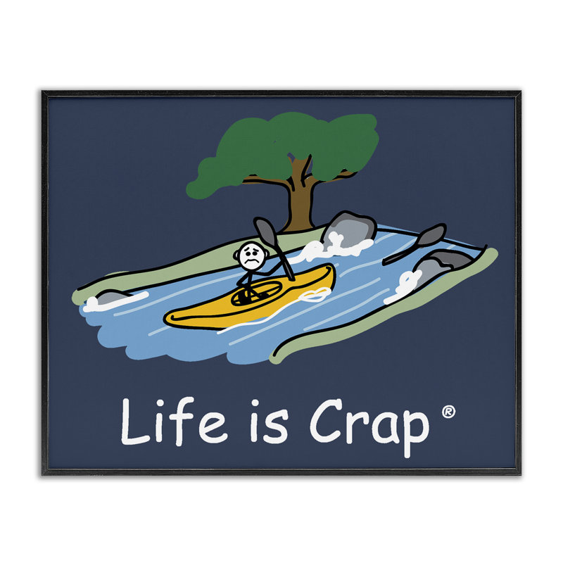 Life Is Crap Kayaker, estampe numérique par LIC, H 24 po x l 30 po, Giclée encadrée noir minuit