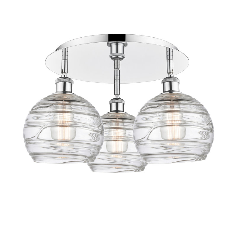 Essex Glass Flush Mount, Polished Chrome, 10.88" H x 19.75" W x 19.75" D