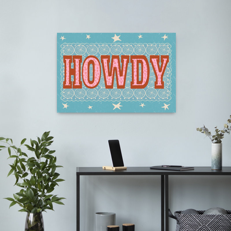 Howdy Western Stars Modern Playful Retro Landscape Nature, art mural, H 16 po x l 24 po