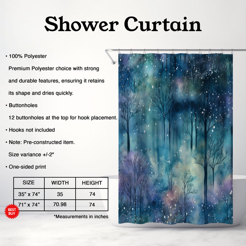 Rideau de douche Forest Wonderland, H 74 po x l 71 po