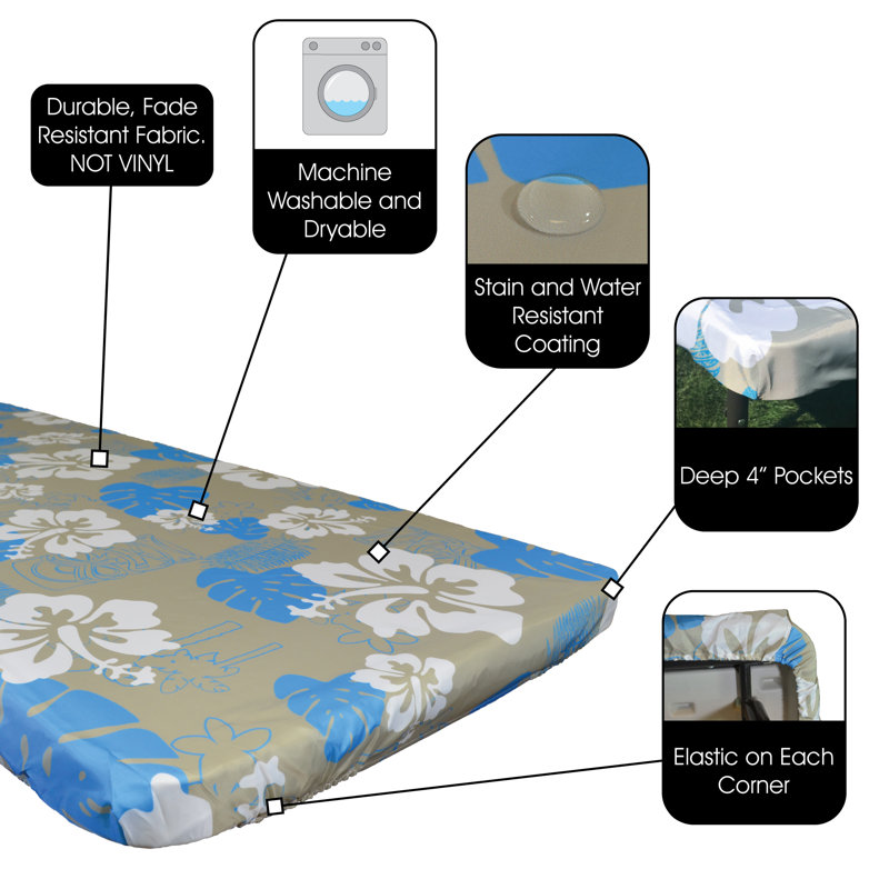 Fulloon Tropical Outdoor Fitted Tablecloth, 72" x 30"