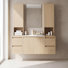 48" Floating Single Bathroom Vanity with Upper Cabinet, Ceramic Sink and Handle-Free Design