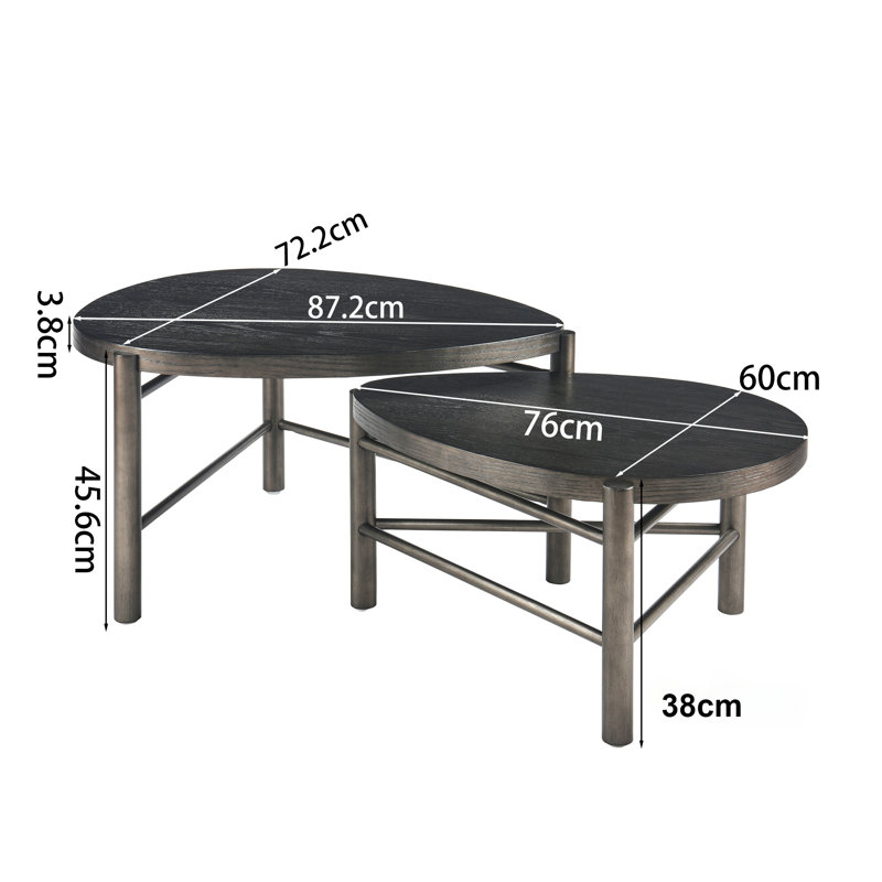 A Set Of  Two Water Drop-Shaped Coffee Tables, Iron Black