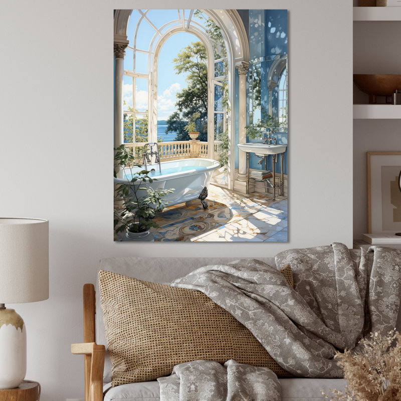 «Bathroom Tranquil Reflections IV» - Art mural en métal pour salle de bain, H 32 po x l 24 po