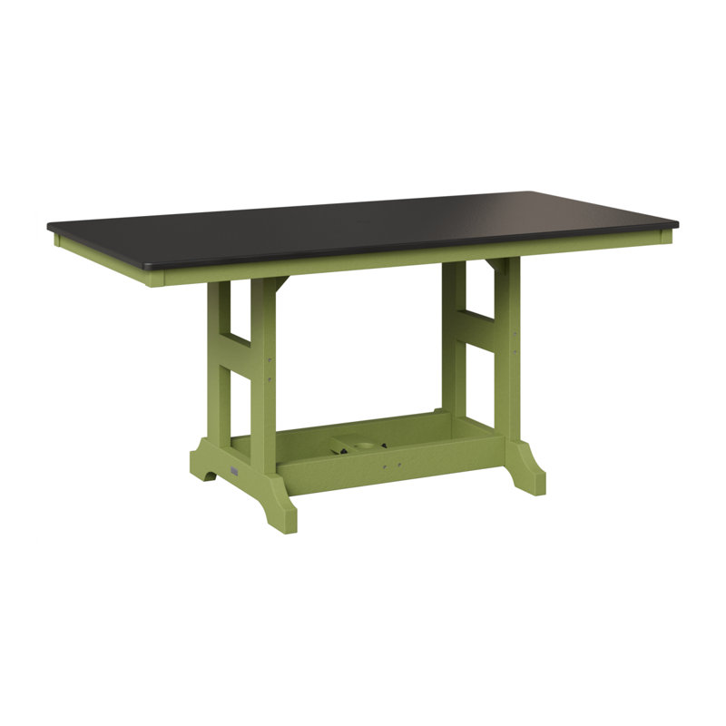 Table de bar rectangulaire Berlin Garden, H 39,5 po x l 66 po x P 33 po, Vert kiwi, Noir martelé