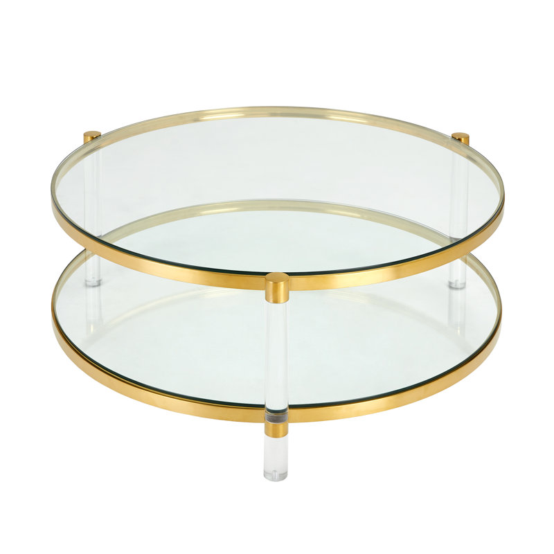 Glendi Glass Top Coffee Table, Gold