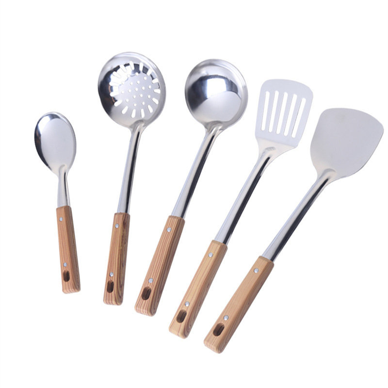 Ensemble d'ustensiles de cuisine - 5 pièces Casseroles et poêles avec cuillères et spatules résistantes à la chaleur