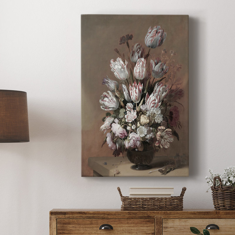 Imprimé floral rétro CI - galerie Cavas, H 18 po x l 12 po