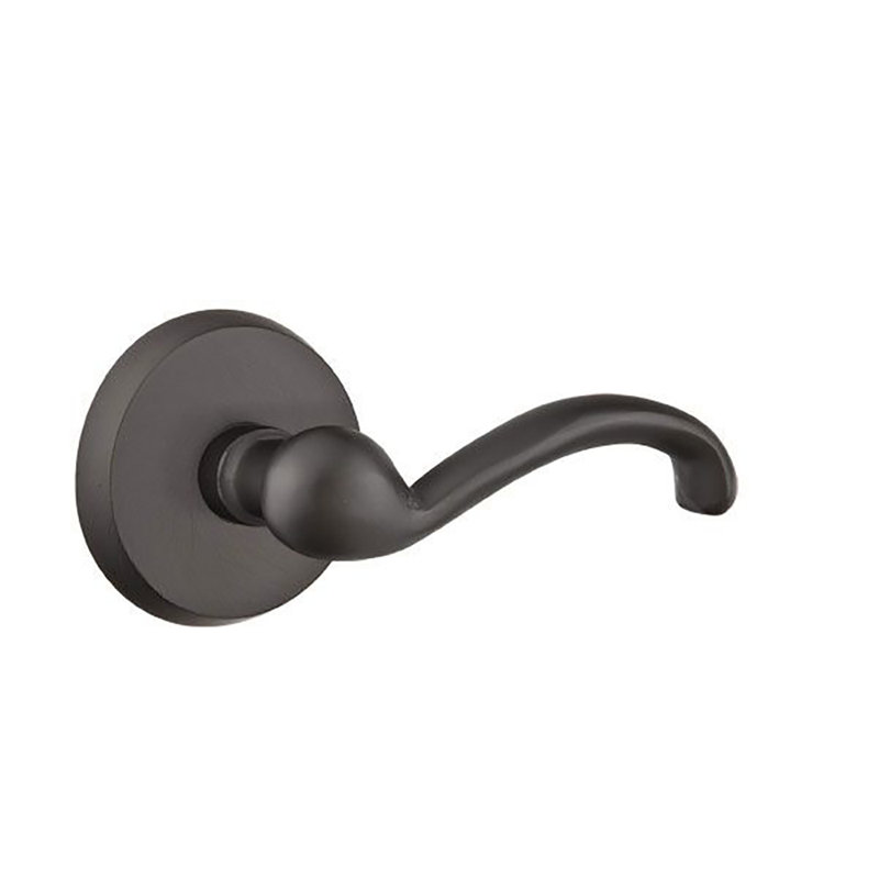 Teton Wave/Drop Privacy (Bed & Bath) Door Lever with Round Rosette, Right, Flat Black